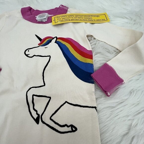 NEW Hanna Andersson Girls Rainbow Unicorn Long John PJ Pajama Set Size 3T 90 - Picture 6 of 14